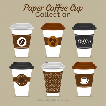Flat paper coffee cup collection