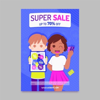 Flat super sale poster template