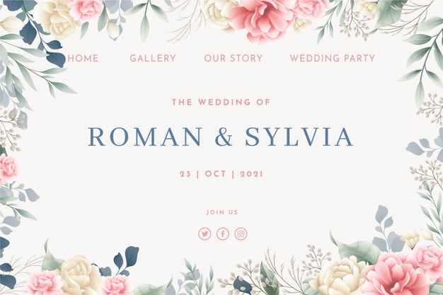 Floral wedding homepage template