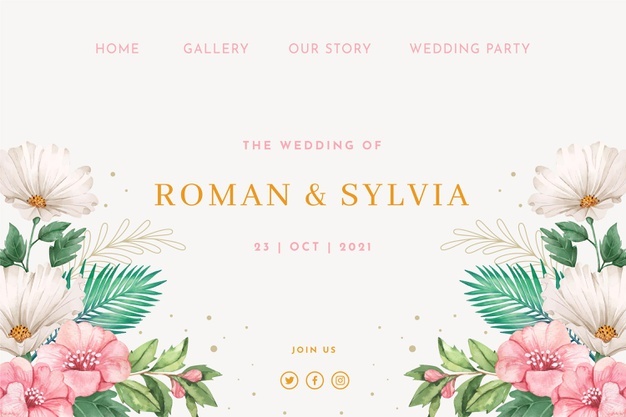 Floral wedding landing page design