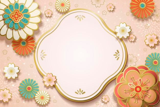 Flower paper art with copy space for greeting words onlight pink background