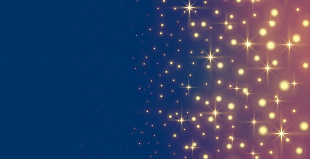 Glowing sparkles and stars holiday banner