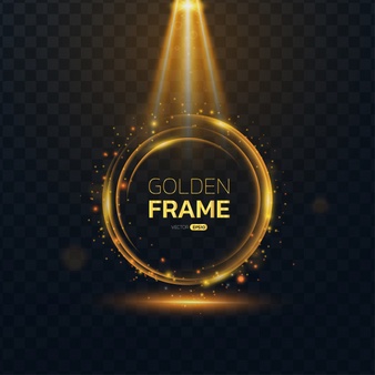 Golden glow round frame with text space.
