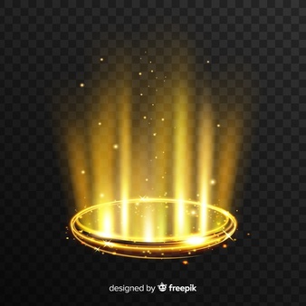 Golden light portal effect with transparent background