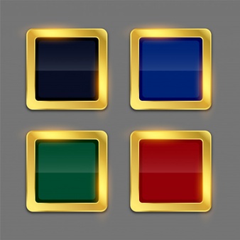 Golden shiny frame button in four colors set