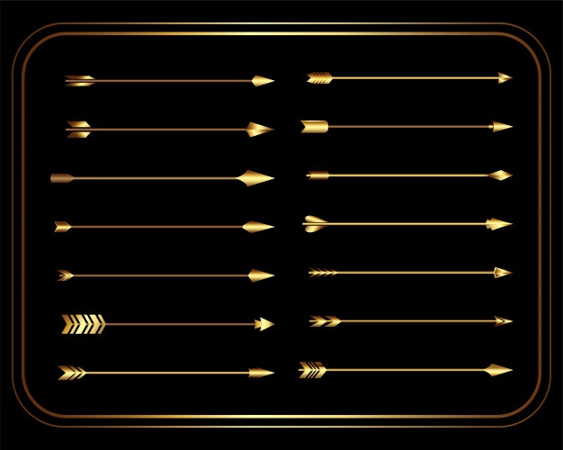 Golden vintage tribal arrows set