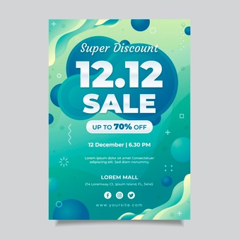 Gradient 12.12 sale vertical flyer template