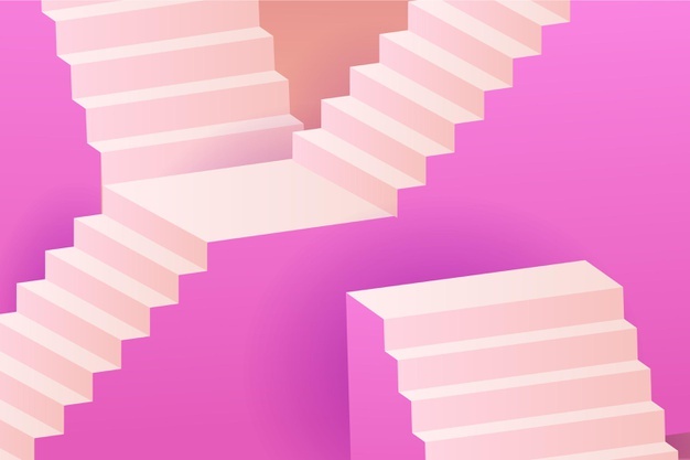 Gradient 3d stairs pink background