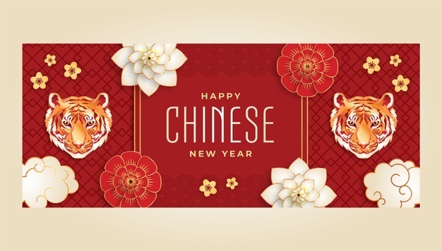 Gradient chinese new year horizontal banner