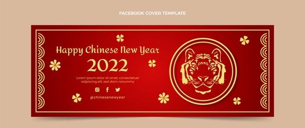 Gradient chinese new year social media cover template