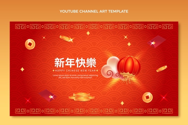 Gradient chinese new year youtube channel art