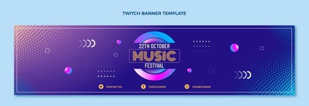 Gradient halftone music festival twitch banner