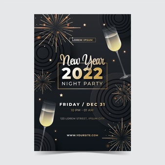 Gradient new year vertical party flyer template