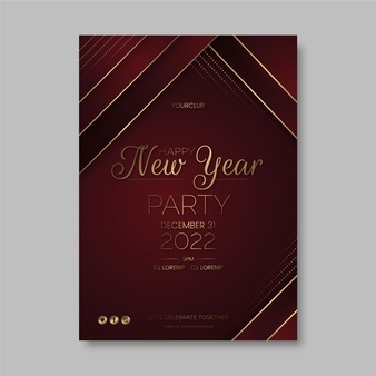 Gradient new year vertical party flyer template