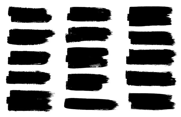 Grunge set of black paint, ink brush strokes, brushes, lines