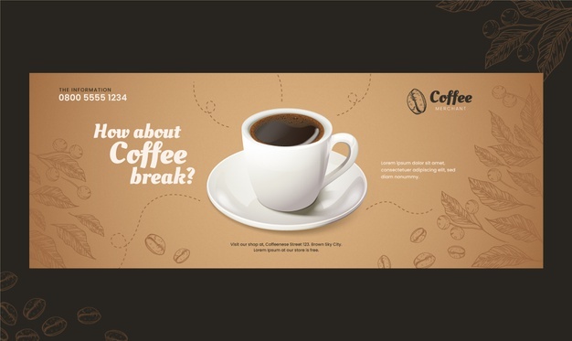Hand drawn coffee shop facebook cover