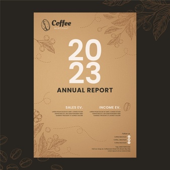 Hand drawn engraving coffee shop annual report