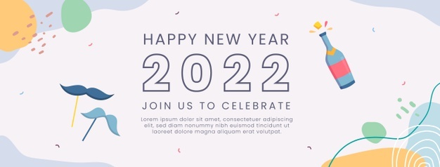 Hand drawn flat new year social media cover template