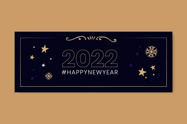 Hand drawn happy new year 2022 banner