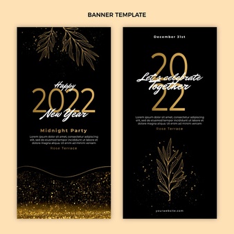 Hand drawn new year banners set