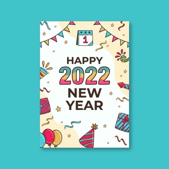 Hand drawn new year greeting card template