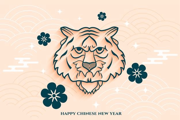 Hand drawn tiger face for chinese new year 2022
