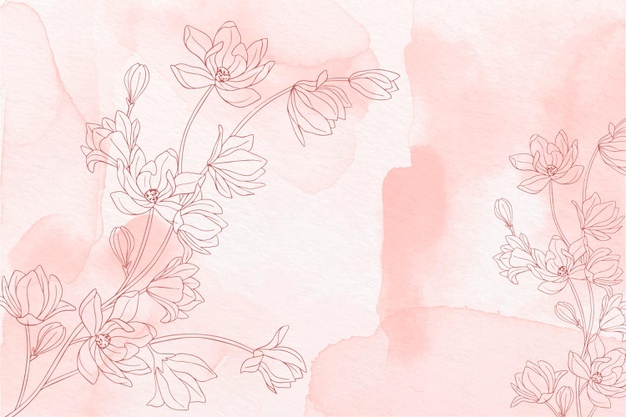 Hand painted background with drawn flowers
