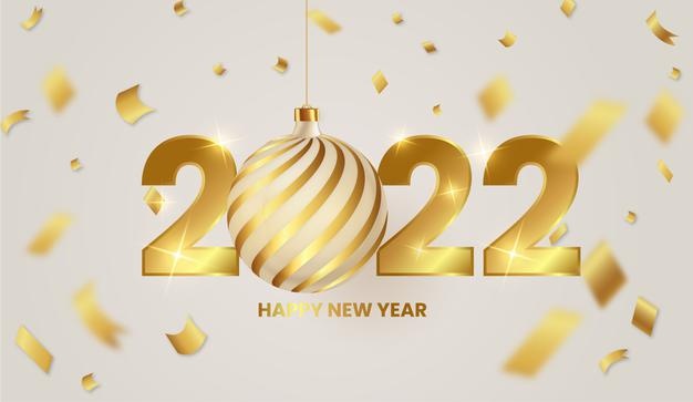 Happy new year 2022 banner with elegant christmas ball