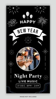 Happy new year banner greeting celebration premium vector
