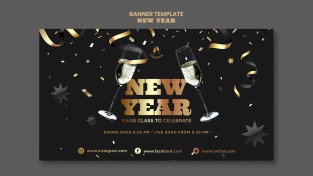 Happy new year party banner template