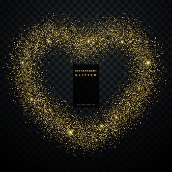 Heart design made with golden glitter