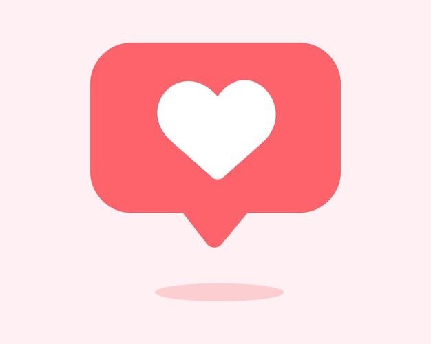 Heart shape social media notification icon in speech bubbles vector illustration