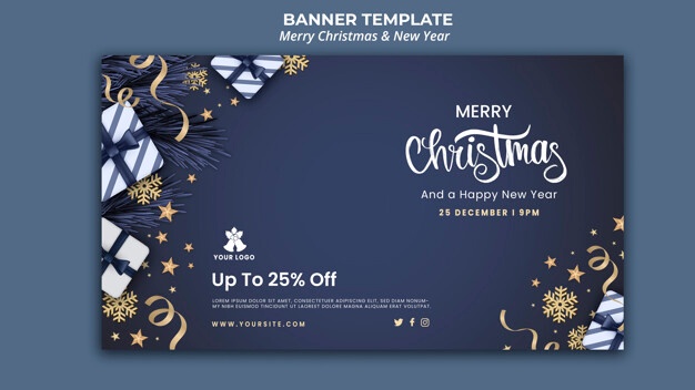 Horizontal banner template for christmas and new year