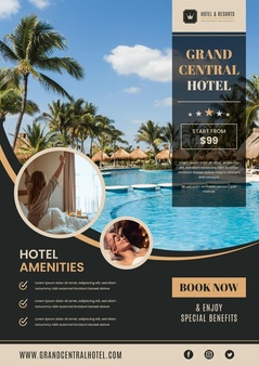 Hotel information flyer template with photo