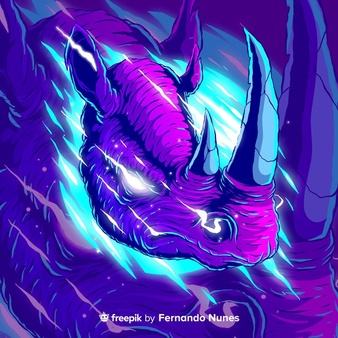 illustrated colorful abstract wild rhinoceros