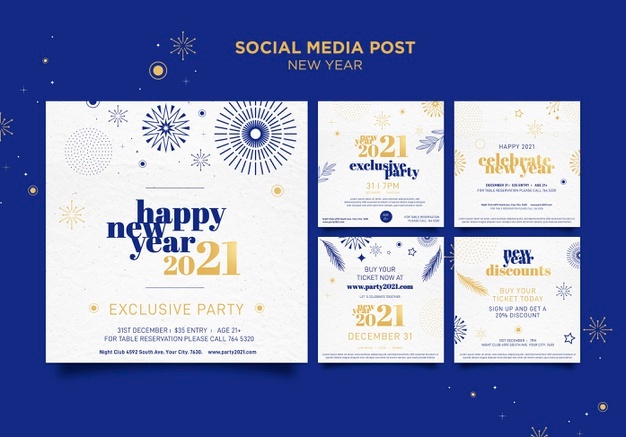 Instagram posts collection for new years party celebration