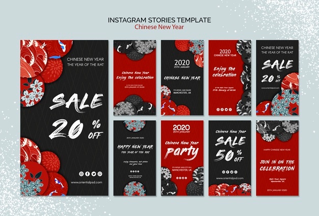 Instagram stories template chinese new year
