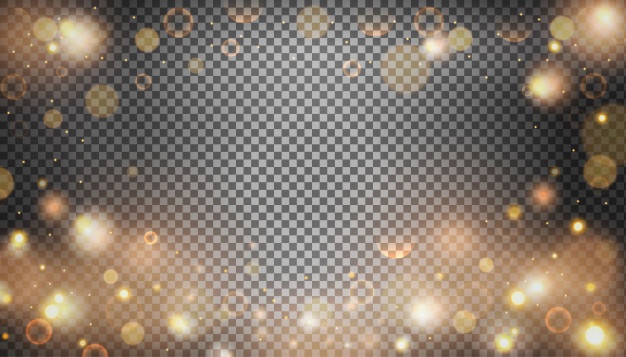Isolated bright bokeh effect on a transparent background.