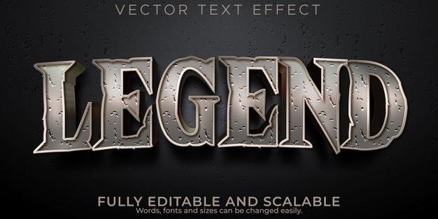 Legend text effect, editable stone and warrior text style