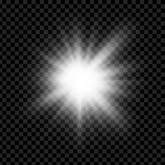 Light source, rays, the sun or a star, transparent background, vector design