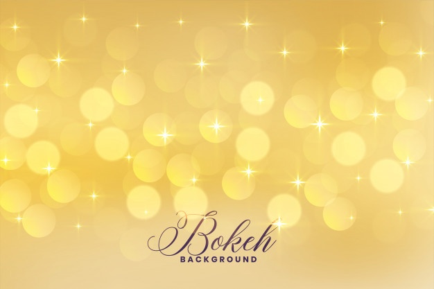 Lovely bokeh lights in golden color with stars background