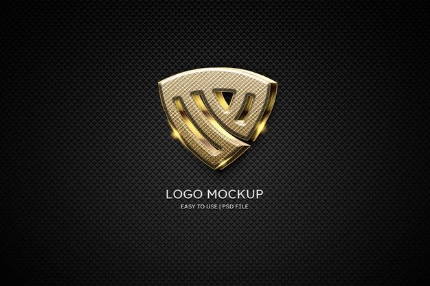 Luxury logo mockup gold wall