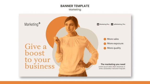 Marketing banner template with photo