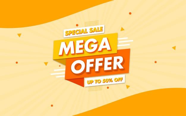 Mega offer special sale banner with editable text effect