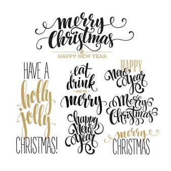 Merry christmas lettering design set. vector illustration eps10