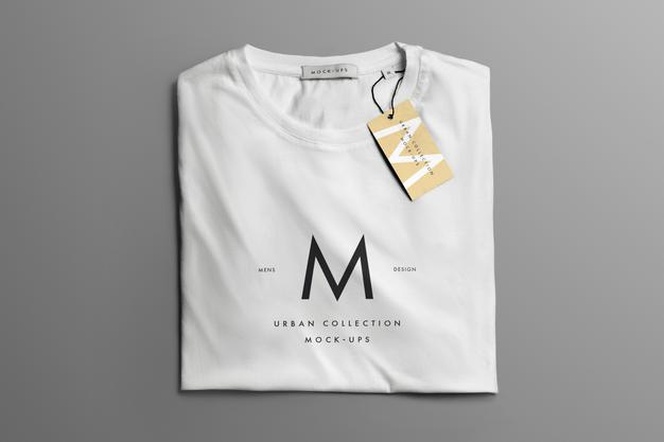 mockup folded t-shirt. tag and label mockup