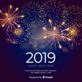 New year 2019 composition with fireworks