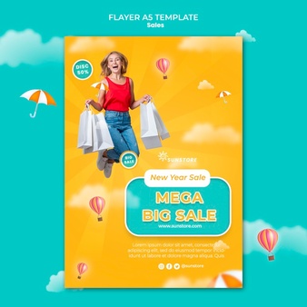 New year mega sale flyer template
