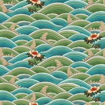 Oriental chinese art wave pattern seamless background