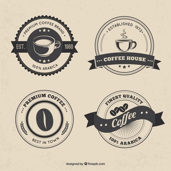 Pack of four vintage coffee stickers